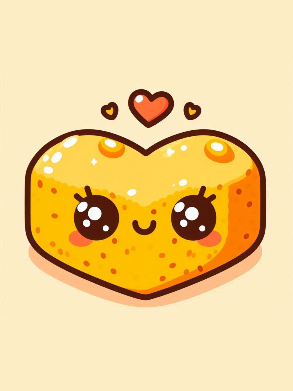 Thanksgiving love drawing ideas featuring a cute heart-shaped cornbread with adorable eyes and a smiling face, surrounded by small hearts.